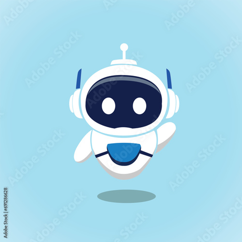 cute robot waving hand cartoon vector icon illustration science technology futuristic smart ai concept