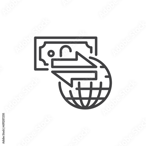 Wire transfer line icon