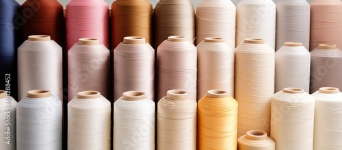 Industrial cotton fabric rolls used in machine manufacturing of clothing textiles.