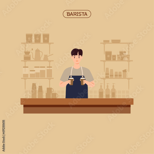 barista working at a cafe.
young boss working with a smile.
카페에서 일하고 있는 바리스타
미소로 일하고 있는 젊은 사장님