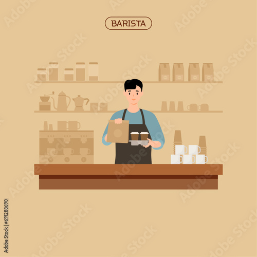 barista working at a cafe.
young boss working with a smile.
카페에서 일하고 있는 바리스타
미소로 일하고 있는 젊은 사장님