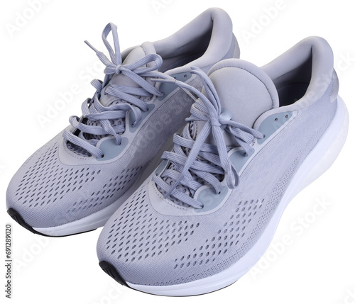 Gray running shoes