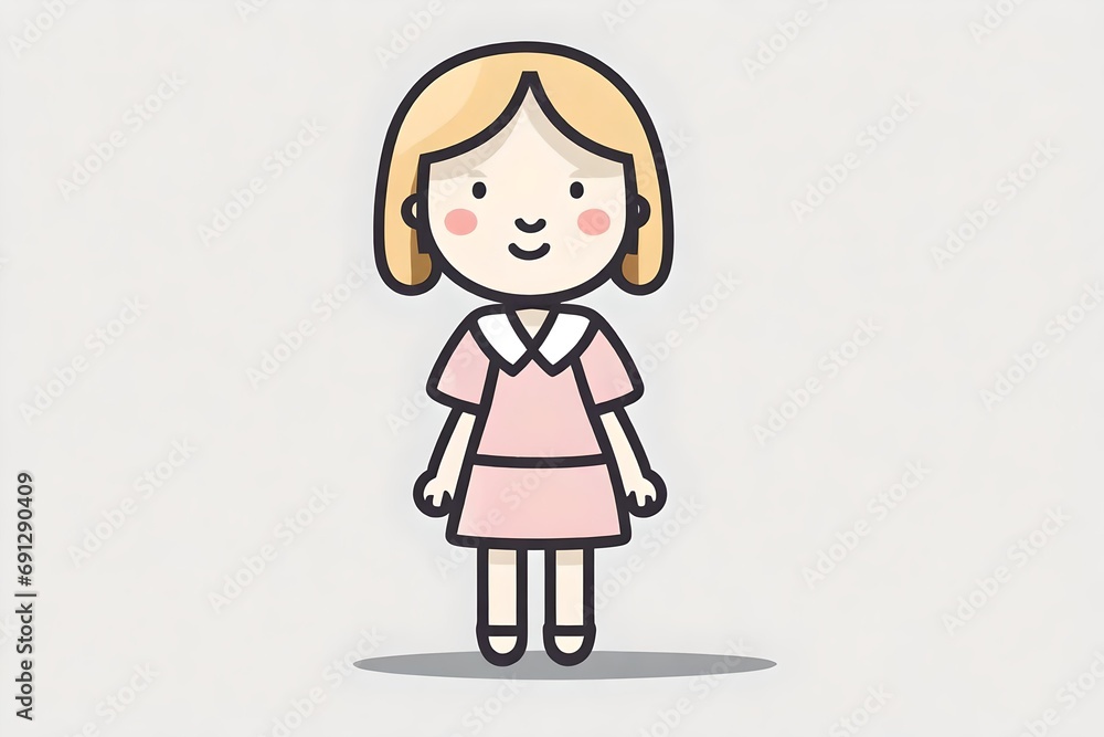 a simple cartoon illustration of a little girl a simple cartoon illustration of a little girl