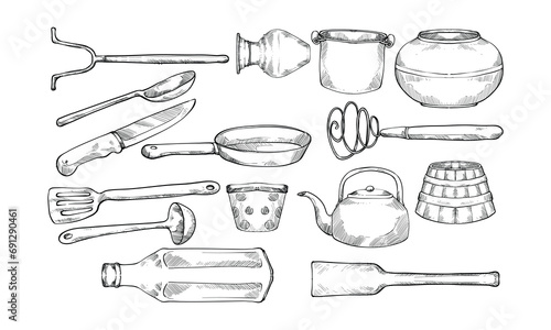 kitchen appliances handdrawn collection