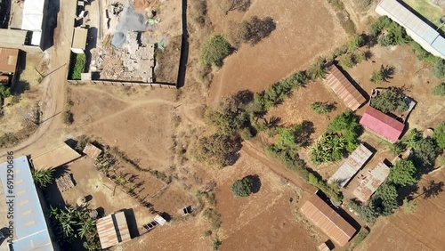 Drone view of the rural kenya. Drought crisis in kenya - climate change in kenya