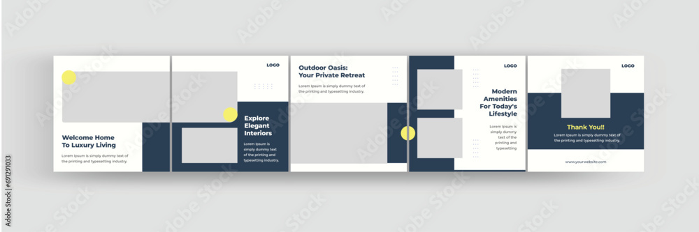 Social media carousel post template, real estate carousel template for instagram, eps vector illustration Social media carousel post template, real estate carousel template for instagram, eps vector illustration