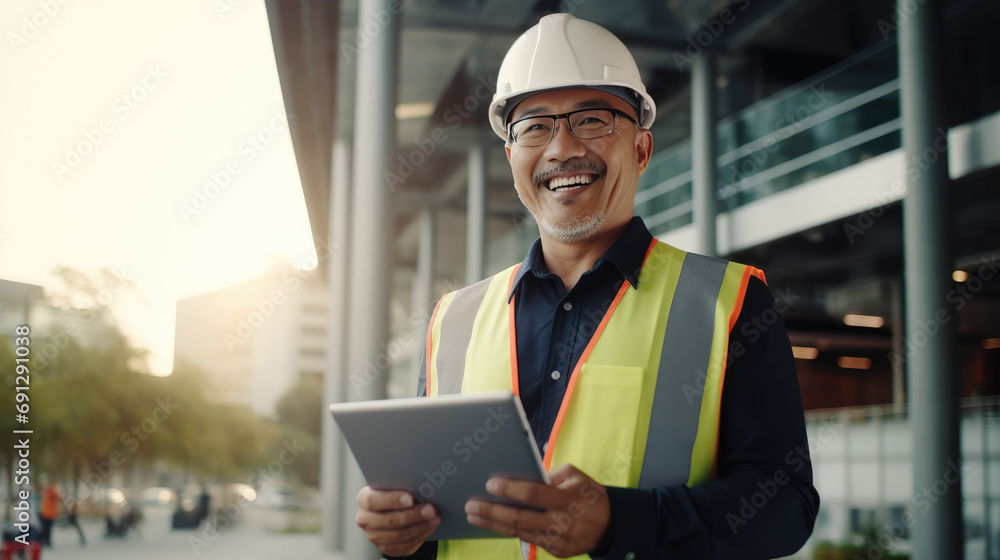 worker using tablet Generative Ai worker using tablet Generative Ai