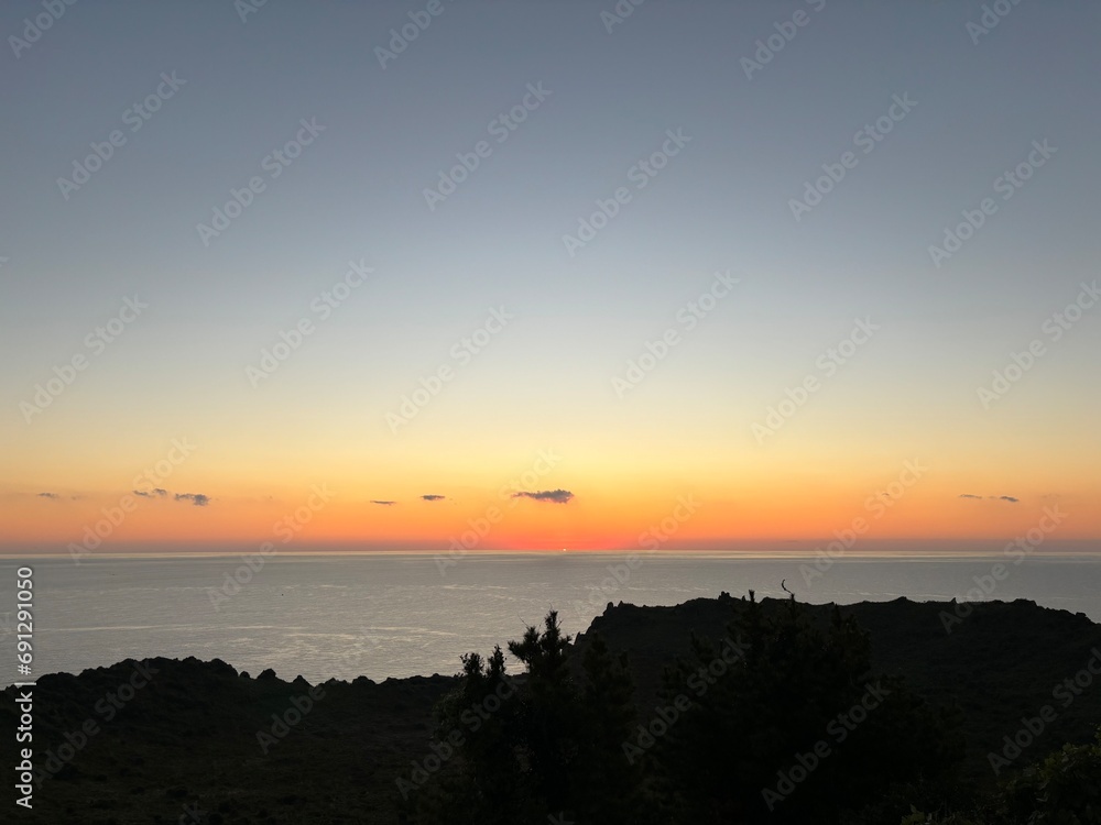 Dawn and sunrise in beautiful Jeju Island, Korea