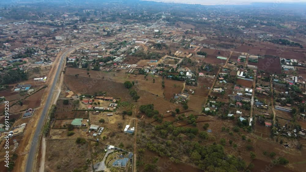 Drone view of the rural kenya. Drought crisis in kenya - climate change in kenya- Solar alternative energy in Africa. Drone view of the rural kenya. Drought crisis in kenya - climate change in kenya- Solar alternative energy in Africa.
