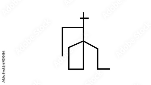 Church Line Animation logo icon design illustration
