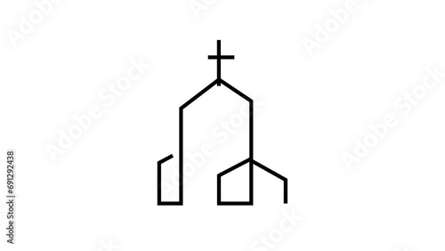 Church Line Animation logo icon design illustration
