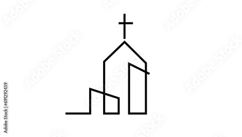 Church Line Animation logo icon design illustration
