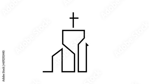 Church Line Animation logo icon design illustration
