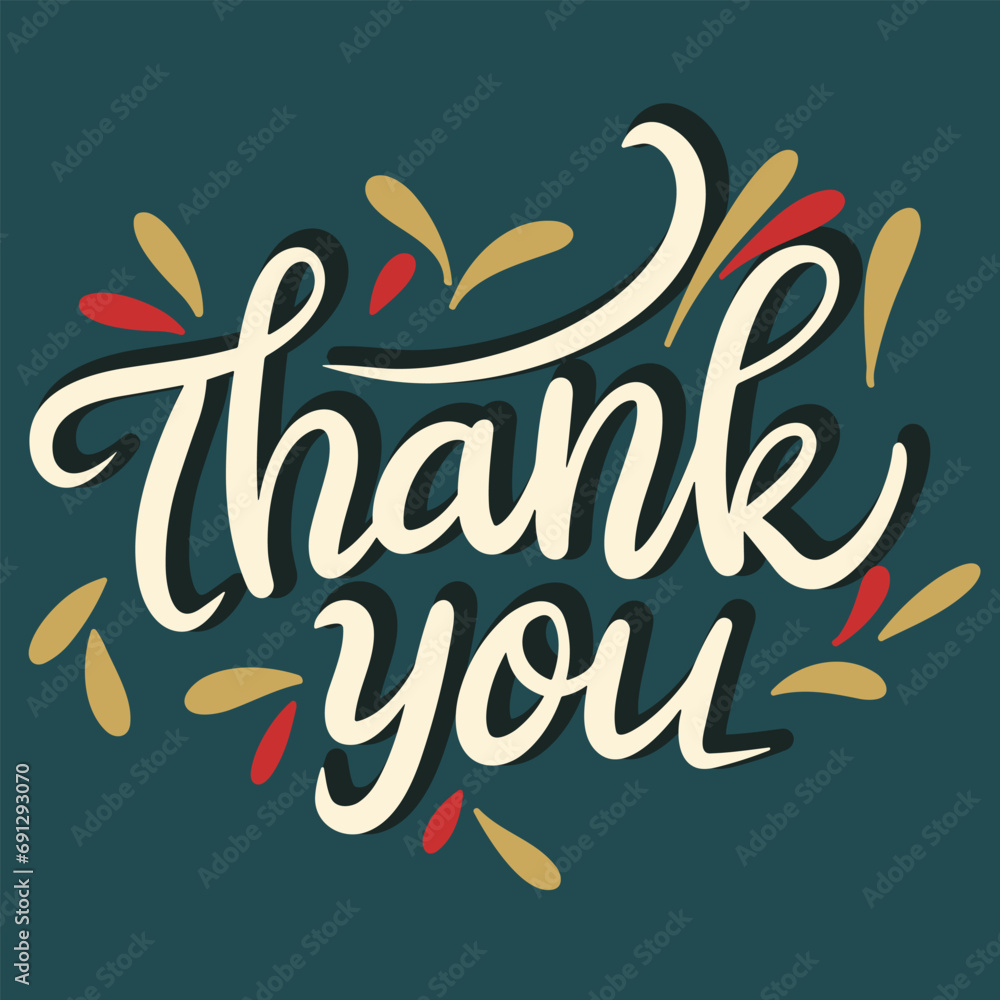Obraz premium Text Thank you inscription. Handwriting text Thank you. Text banner square composition. Hand drawn vector art.