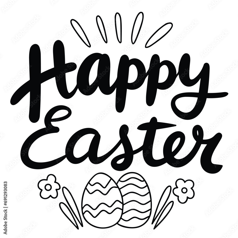Text Happy Easter inscription. Handwriting text Happy Easter. Text banner square composition. Hand drawn vector art. Text Happy Easter inscription. Handwriting text Happy Easter. Text banner square composition. Hand drawn vector art.