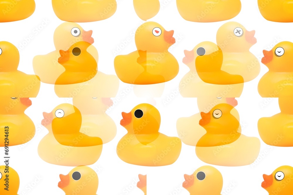 Double exposure yellow rubber bathroom duck Double exposure yellow rubber bathroom duck