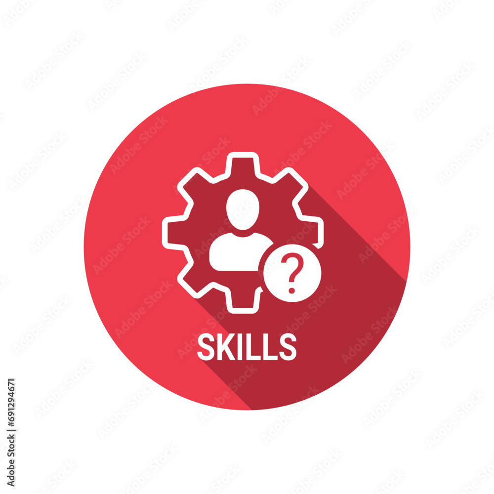 Skills icon with question mark. Skills icon and help, how to, info, query symbol. Vector icon Skills icon with question mark. Skills icon and help, how to, info, query symbol. Vector icon