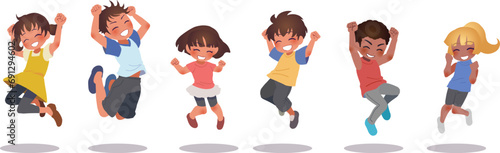 ジャンプする子供たちのイラスト
