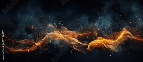 abstract background with Dark blue and gold particle photo