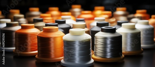 Spools of white and orange thread