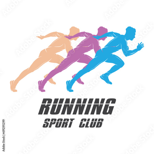 Running Man silhouette Logo, Marathon logo vector illustration icon template with a modern concept