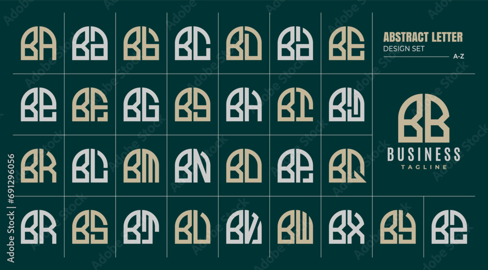Curve line abstract shape letter B BB logo design set Curve line abstract shape letter B BB logo design set