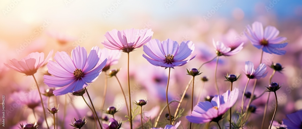 Field of Vibrant Cosmos Flowers Field of Vibrant Cosmos Flowers