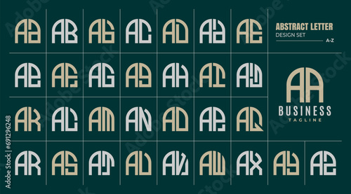 Geometric line curve abstract shape letter A AA logo design