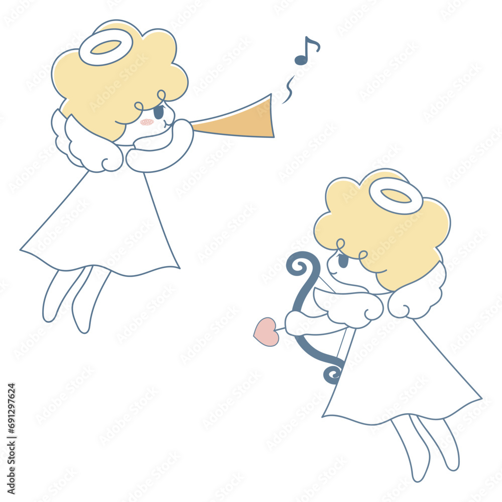 かわいい天使たちのイラスト素材

