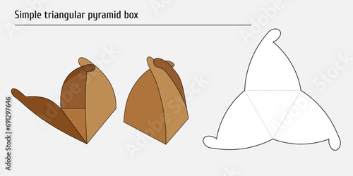simple diagram of self-assembly template pyramid box. layout for laser cutting cardboard box
