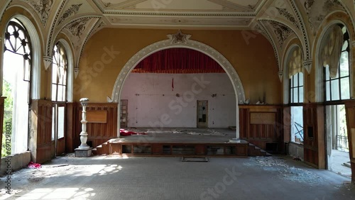 Abandoned theater scene in soviet resort, Tskaltubo, Georgia.  photo
