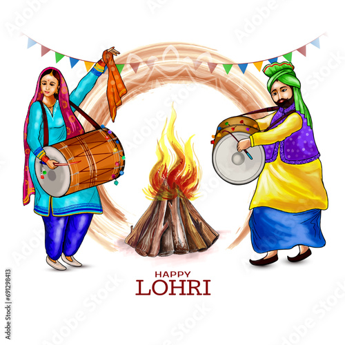 Happy Lohri indian punjabi festival background design