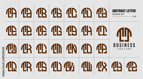 Set of geometric curve abstract shape letter T TT logo design