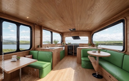 Exploring Cozy Industrial Houseboats in the Heart of Ireland generative ai photo