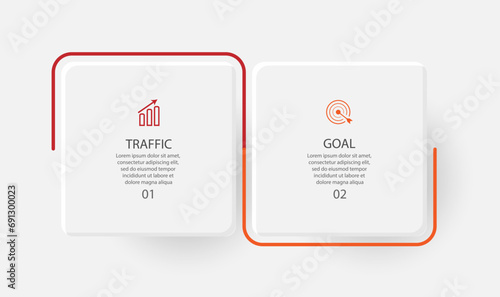 business infographic template 2 options or steps. thin line design with icons, text, number. used for process diagrams, workflow layouts, flowcharts, infographics, 
and your presentations