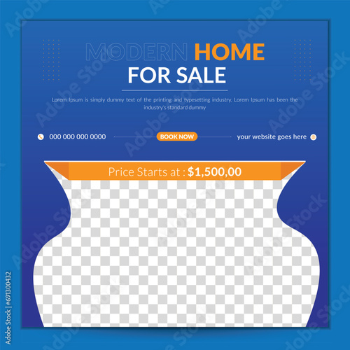 Real Estate Home Sale Social Media Post Design , vector file layout