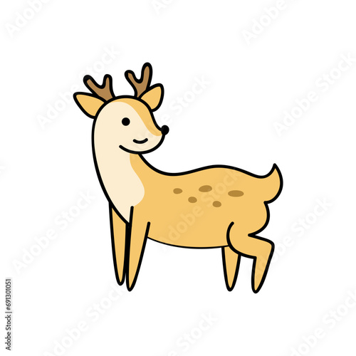 hand drawn cartoon cute animal deer