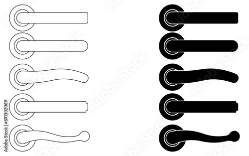 outline silhouette door handle icon set