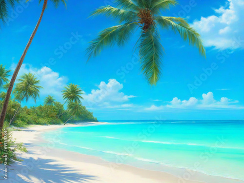 beach with coconut trees © Stock Adobe