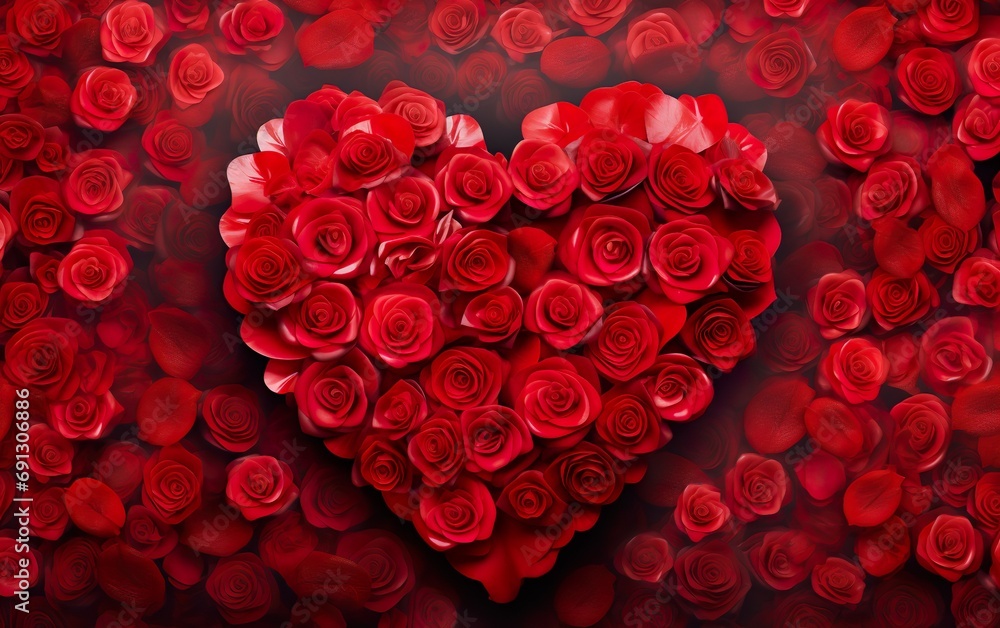 Red rose in the shape of a heart valentines day panorama Red rose in the shape of a heart valentines day panorama