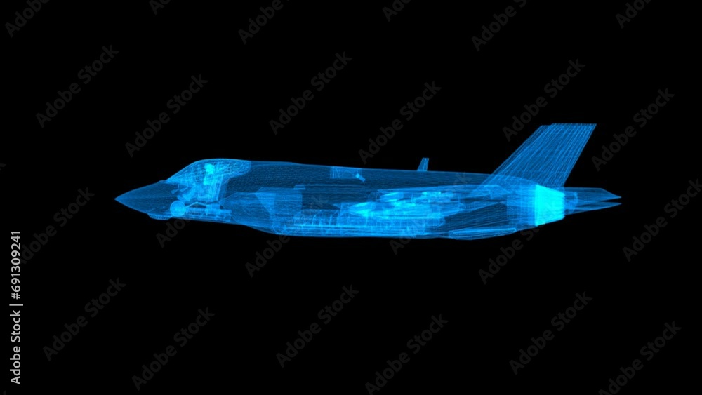 blue wireframe aircraft, wireframe f35 