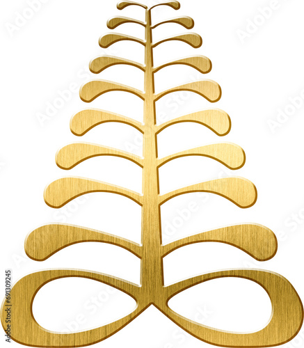 Photos The Gold Aya, anAya (Fern) Adinkra Symbol in Gleaming Gold - Representing Endura