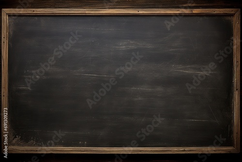Horizontal close up view of a blank blackboard AI generated