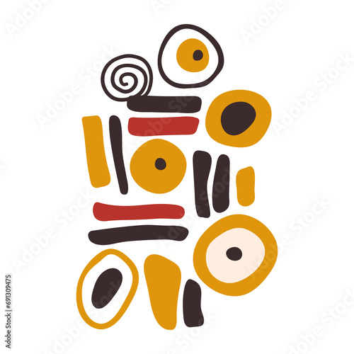 Abstract geometric shapes poster, Gustav Klimt inspired vector illustration