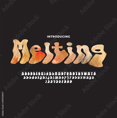 font retro and melting style Suitable for designing posters, logos and others