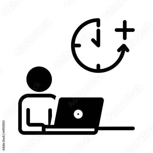 Solid black icon for Overtime
