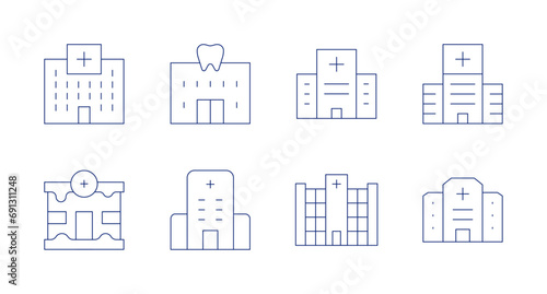 Hospital icons. Editable stroke. Containing hospital, clinic, medical, health.