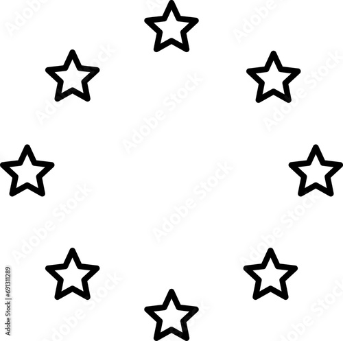 Stars line icons set. Rank, quality, shining sparkle, magic, favorite, logo, bright firework, falling, fantasy vector illustration.