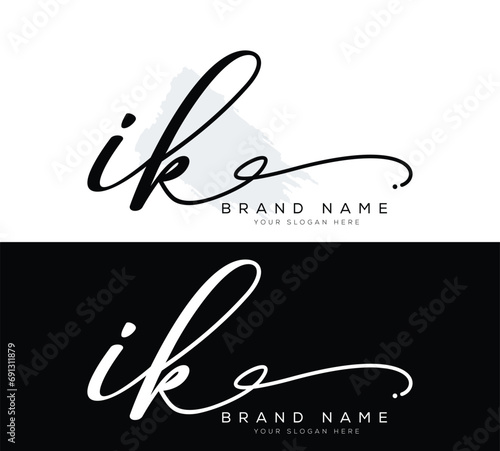 IK initial letter handwriting and signature logo