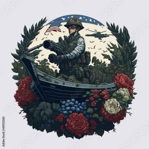 2d vector illustration t shirt design print with lettering and element 
